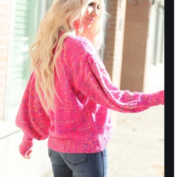 1 left Small! POP Pink Confetti bubble sweater - Picture 2 of 7